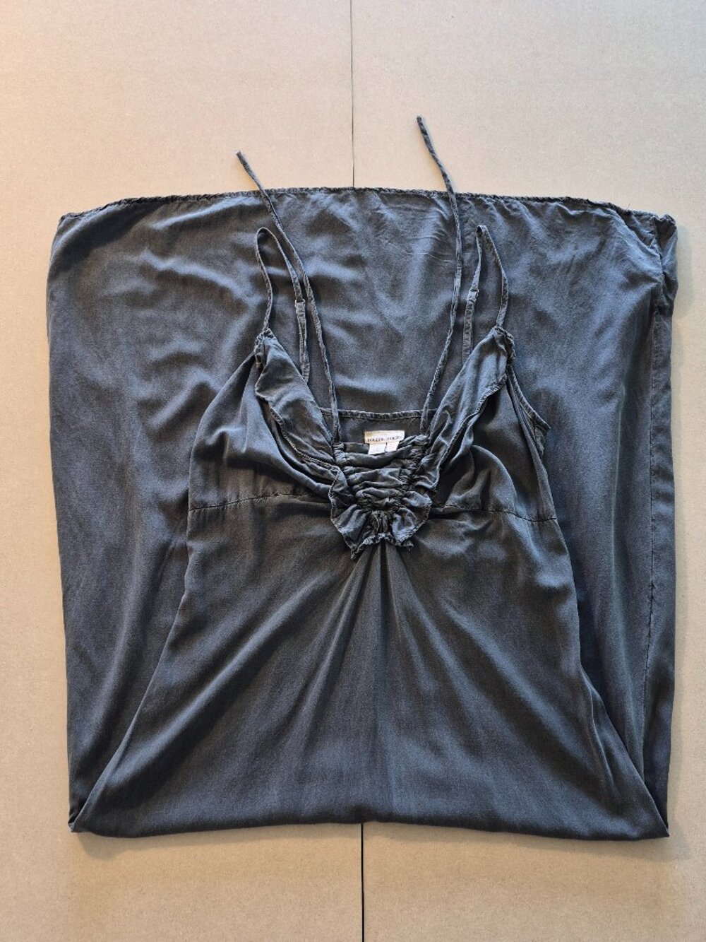 Anthropologie Holding Horses Gray Maxi Slip Dress Womens 2 Ruffle Boho